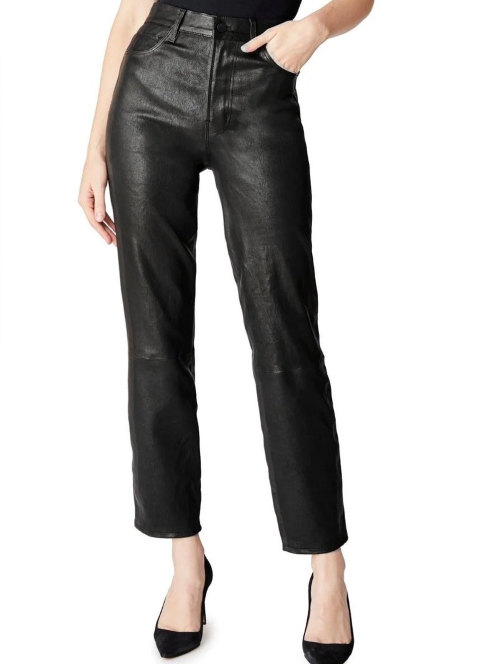 J Brand High-Rise Straight Leather Pants